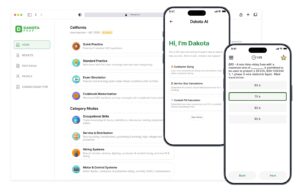 Dakota Prep NEC exam practice platform shown on desktop and mobile