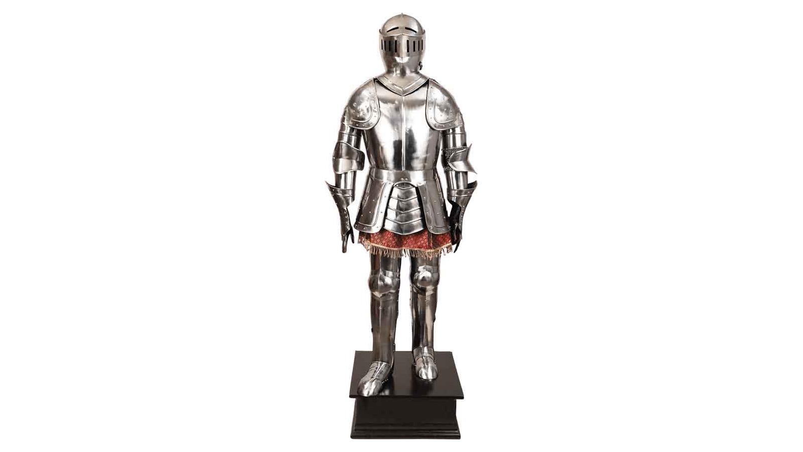 Augsburg functional full suit of steel plate armour on a display stand