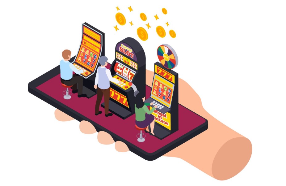 Illustration of slot machines on a smartphone screen